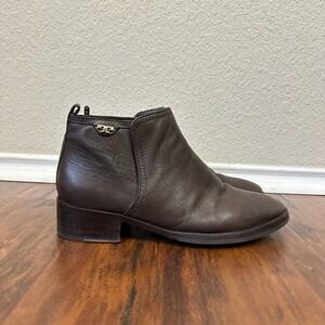 TORY BURCH Lexi Leather Ankle Boots Booties Pull On in Brown